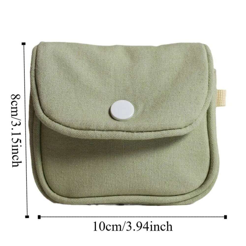Canvas Mini Coin Purse Solid Color Organizer Student Simplicity Wallet Key Case Headphone Bag Portable Card Holder C260304