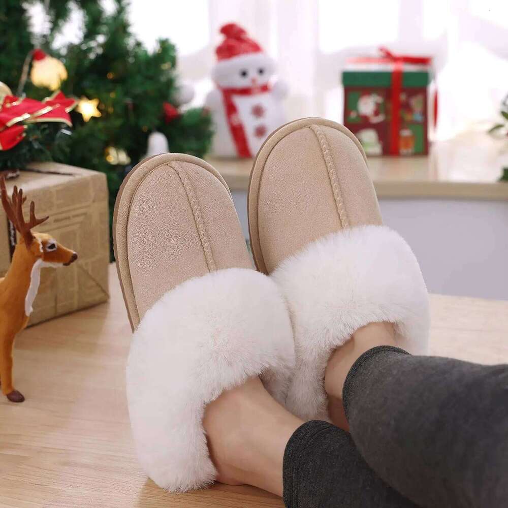 Litfun Winter Fuzzy Women's Fluffy Non-slip House Warm Faux Fur Slides Cozy Plush Lining Outdoor Slippers