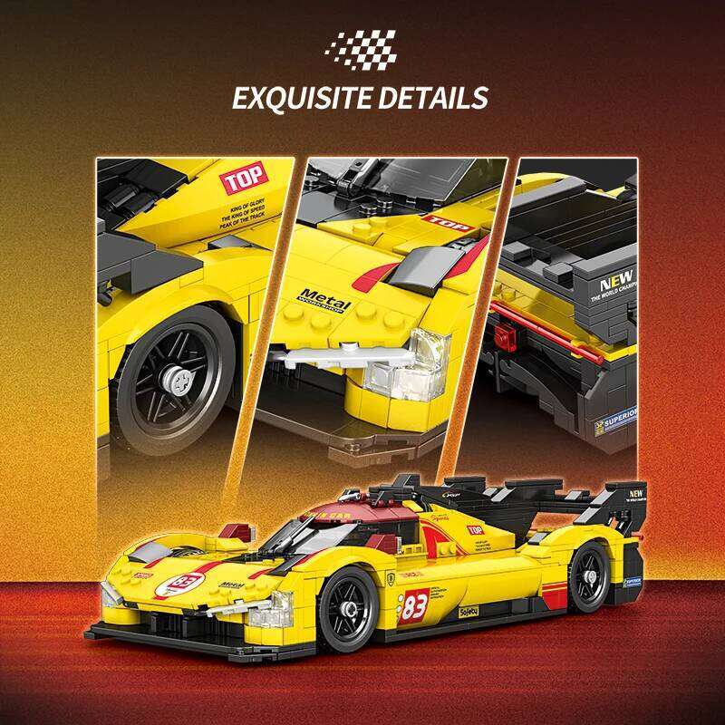 1370PCS Yellow Supercar Building Blocks V6 Engine Racing Car 1:16 Model Bricks Desktop Ornament Kids DIY Toys Holiday Gifts Z260305