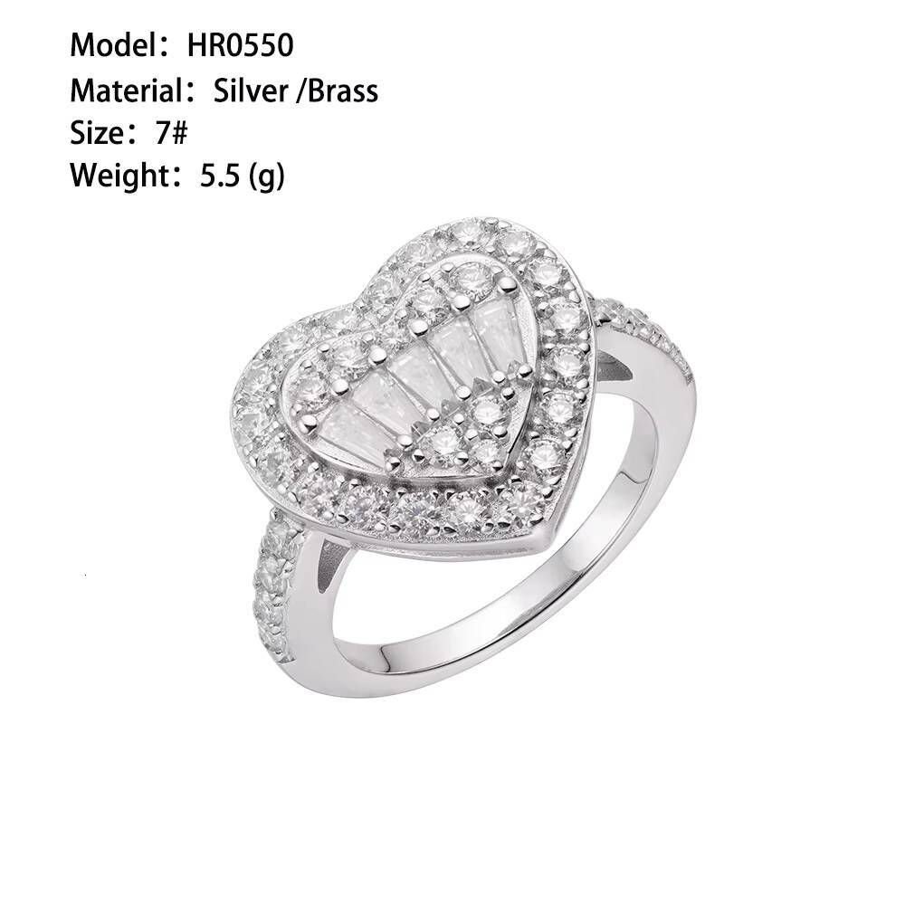 High Quality Jewelry Iced Out VVS Moissanite Diamond Wedding Engagement 925 Sterling Silver Heart Rings for Men