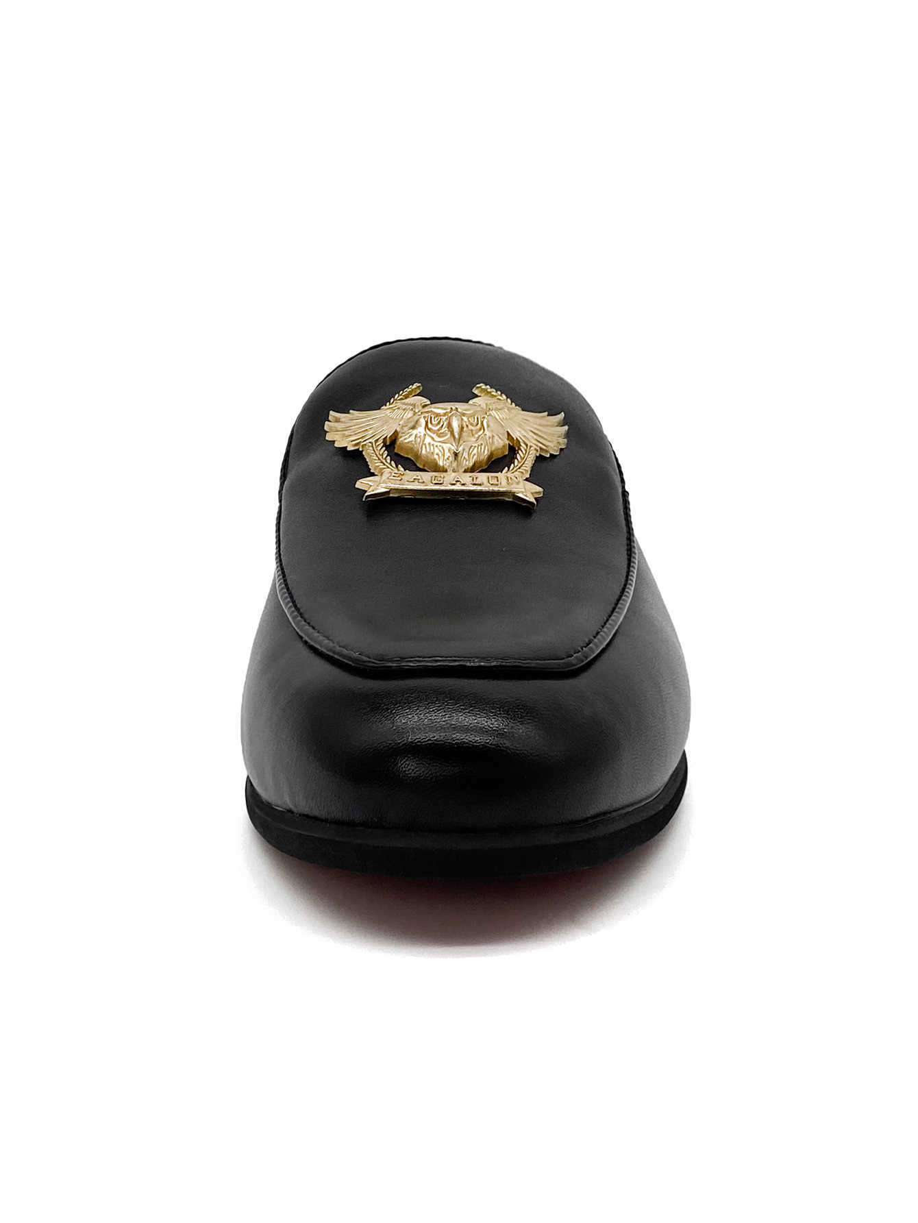 nxy brand Dress Shoes Flat-bottomed Cut Shoes Sandals Mid Black And Red Men Shoes Leather Slippers Red Bottom Flat-bottomed