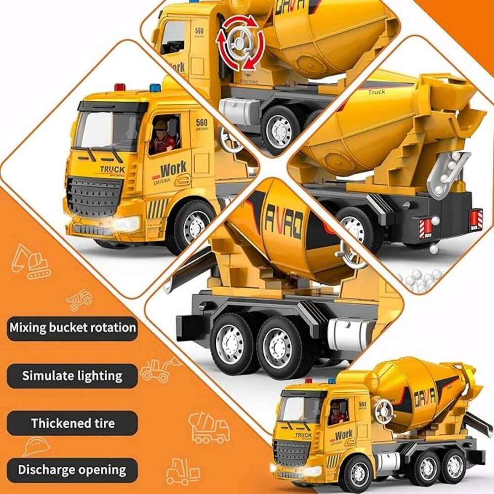 6CH 2.4G Dump and Cement Mixer RC Engineering Car Children's Toy Boy Christmas Birthday Gift Model Truck C260305