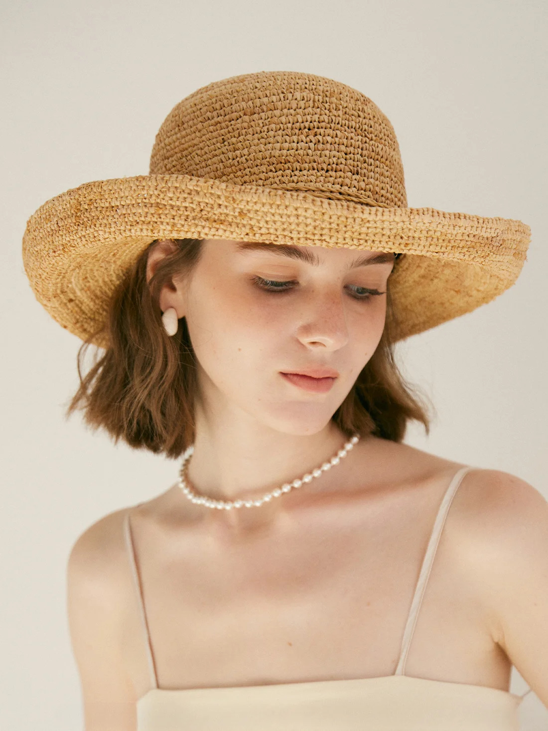 USPOP Extra Fine Raffia Straw Hat Summer Sun Hat for Women with Large Brim Handmade Rollable Straw Hat 260228