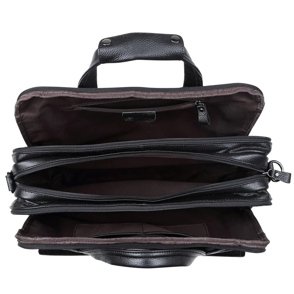 Fashion Genuine Leather Men A4 Office Bag Handbag Business Casual Mens Travel 156 Laptop Shoulder Bags Tote Briefcase 260228