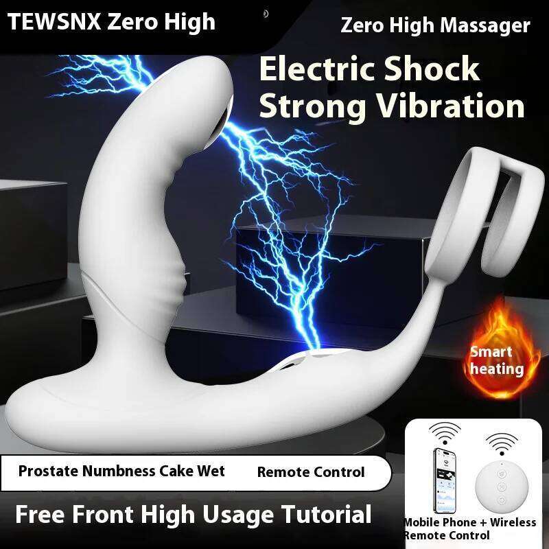 APP remote control prostate massager pulse electric shock heating vibrator delayed ejaculation ring men adult products W260305