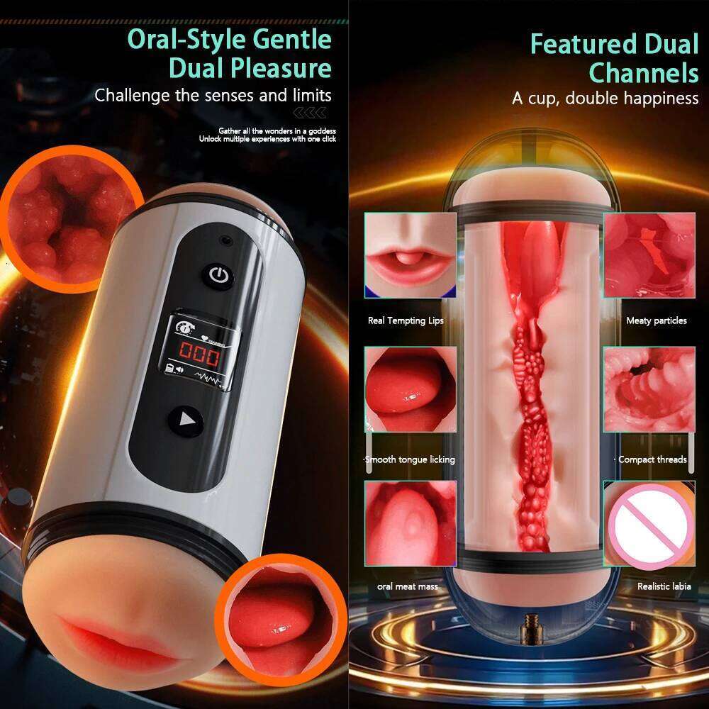 Man Masturbator Automatic Sucking Masturbation Cup for Male Deep Throat Oral Vagina Suction Blowjob Vibrating Sex Machine W260305