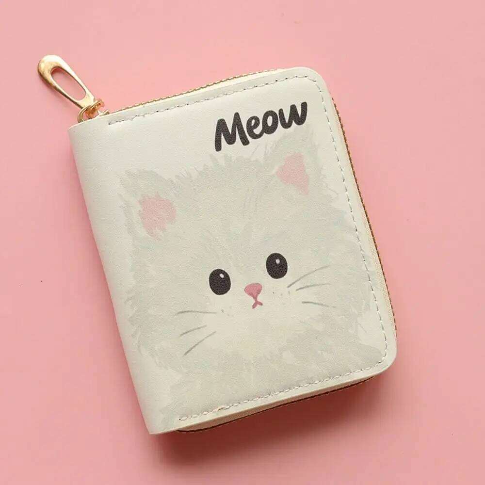 Kawaii Cute Cat Puppy Coin Purse Zipper Short Holder PU Leather Card Bag for Girls Gift C260304