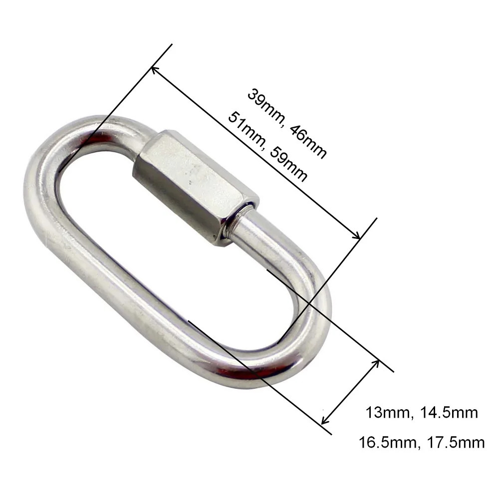 Stainless Steel 304 Spring Loaded Gate Snap Carabiner Quick Link Lock Ring Hook M5 M6 M7 M8 For Hammock Camping 260228