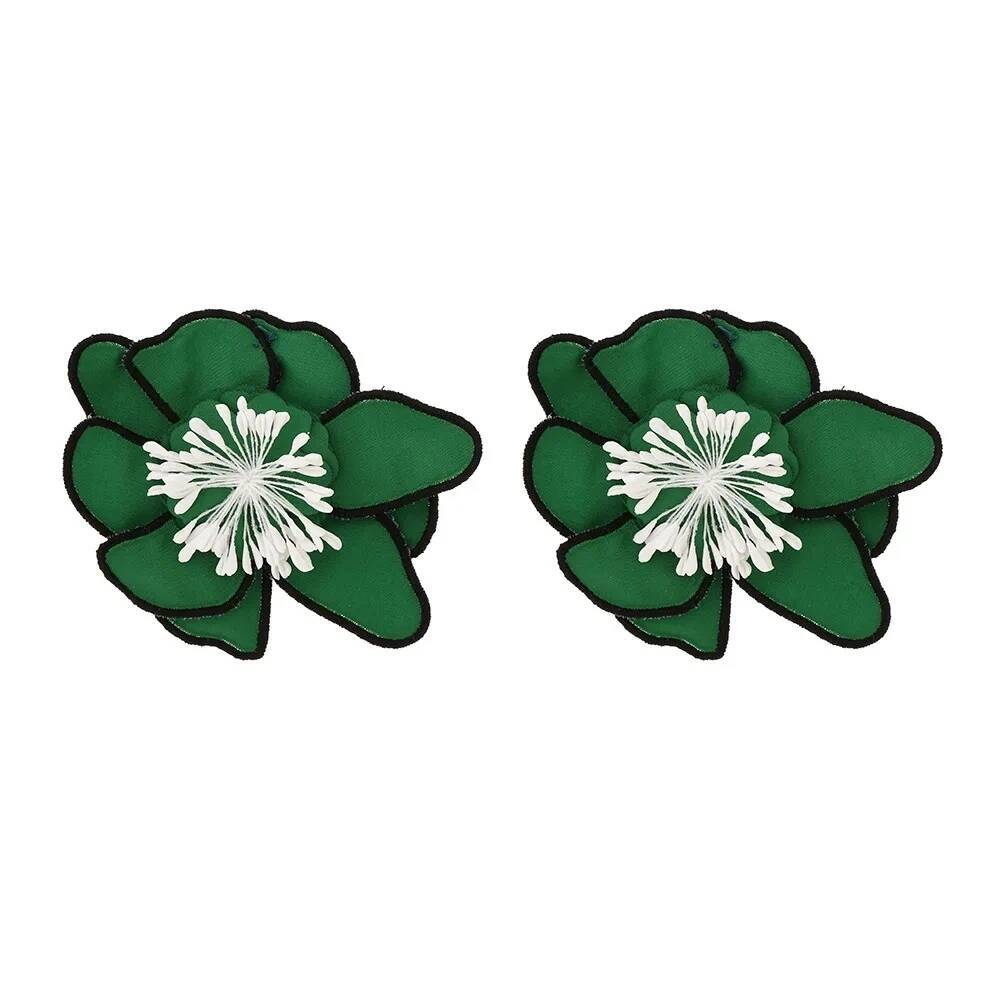 Vedawas Bohemia Maxi Fabric 3D Flower Earrings for Women Charm Layer Big Handmade Cloth Floral Stud Earring Wedding Jewelry ddmynov
