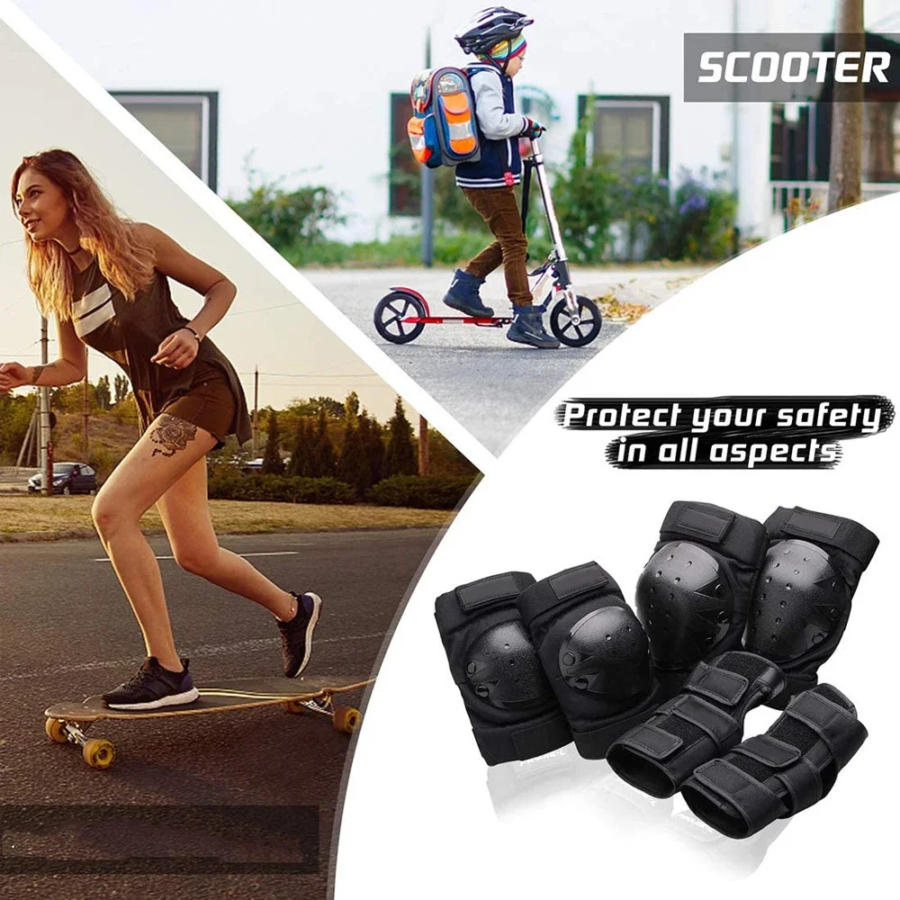 KidsAdults Knee Elbow Pads Wrist Guards Protective Gear Set for Roller Skates Cycling BMX Skateboard Scooter Riding Sports 260228