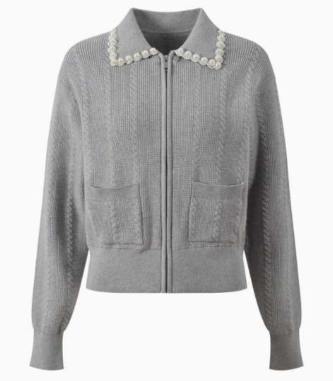 Asian Size Wool Cardigan Beaded Lapel Knitted Ribbed Twist Zipper Sweater 2025 Autumn New Style Korean Style CloTHes M260306