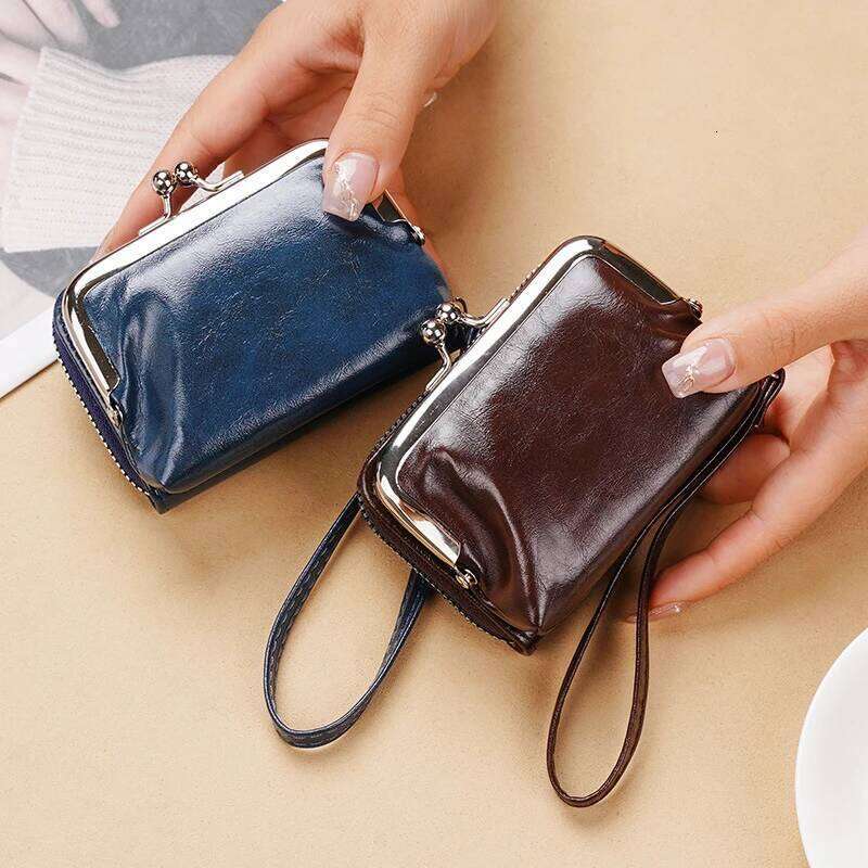 Womens Wallet Small Ladies Compact PU Leather Card Holder Coin Purse With Zipper Vintage Clip Organ Wrist Bag C260304