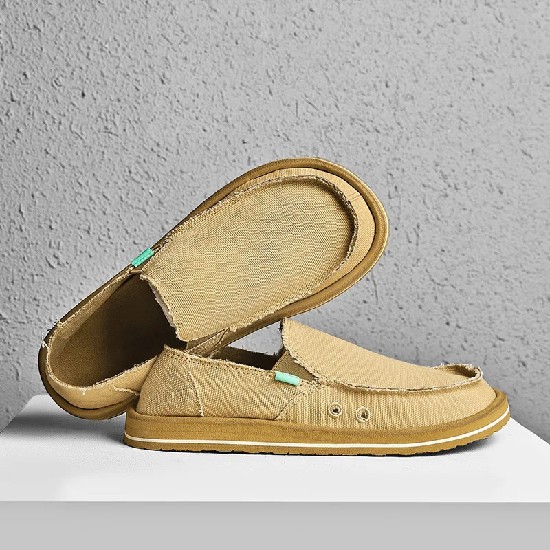 2026 Spring Handmade Canvas Casual Men Shoes Fashion Sneakers Man Loafers Breathable Low Top Flat Shoes Soft Driving 260305