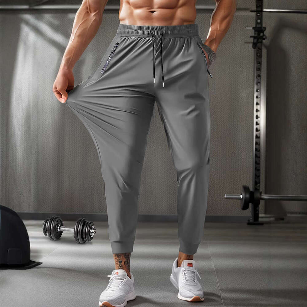 Summer Nylon Ice Silk Men's Thin Breathable Large Size Casual Stretch Long Boxer Quick-Dry Pants