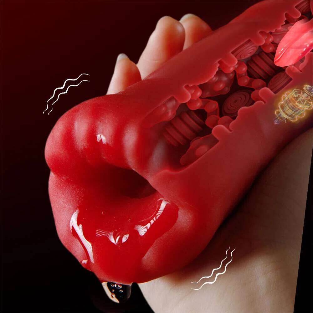 Male Automatic Aircraft Cup Realistic Tongue Licking Vibrator Penis Delayed Ejaculation Exerciser Sex Machine For Adult Men 18+ W260305