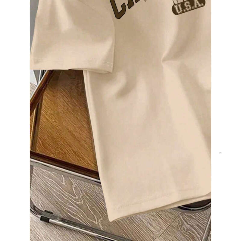 2025 New Printed Short-Sleeve T-Shirt with Unique Letter Pattern, American Street Style Trendy Top for Students and Teenagers, Men's
