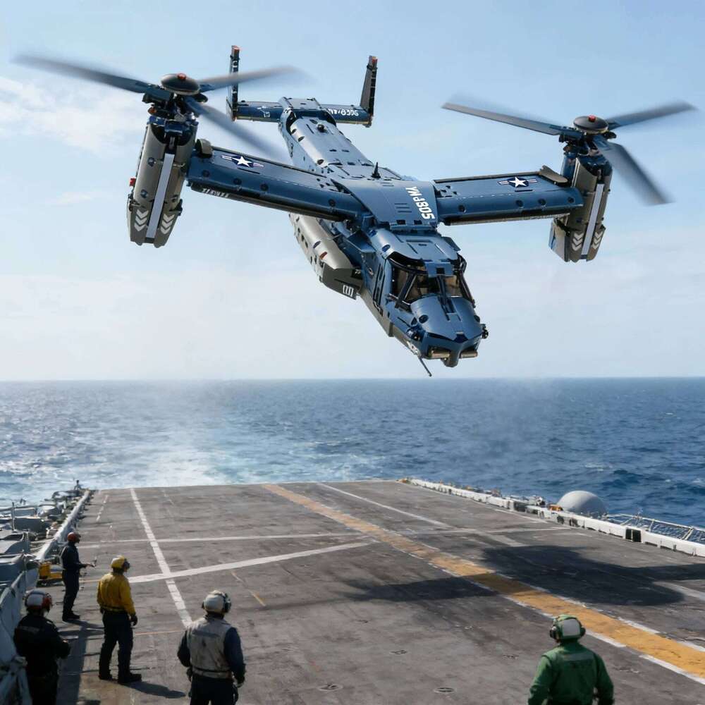 MOC 1389PCS V-22 Tiltrotor Aircraft Helicopter Building Block Children Military Airplane model Bricks Toy home Decor. Z260305