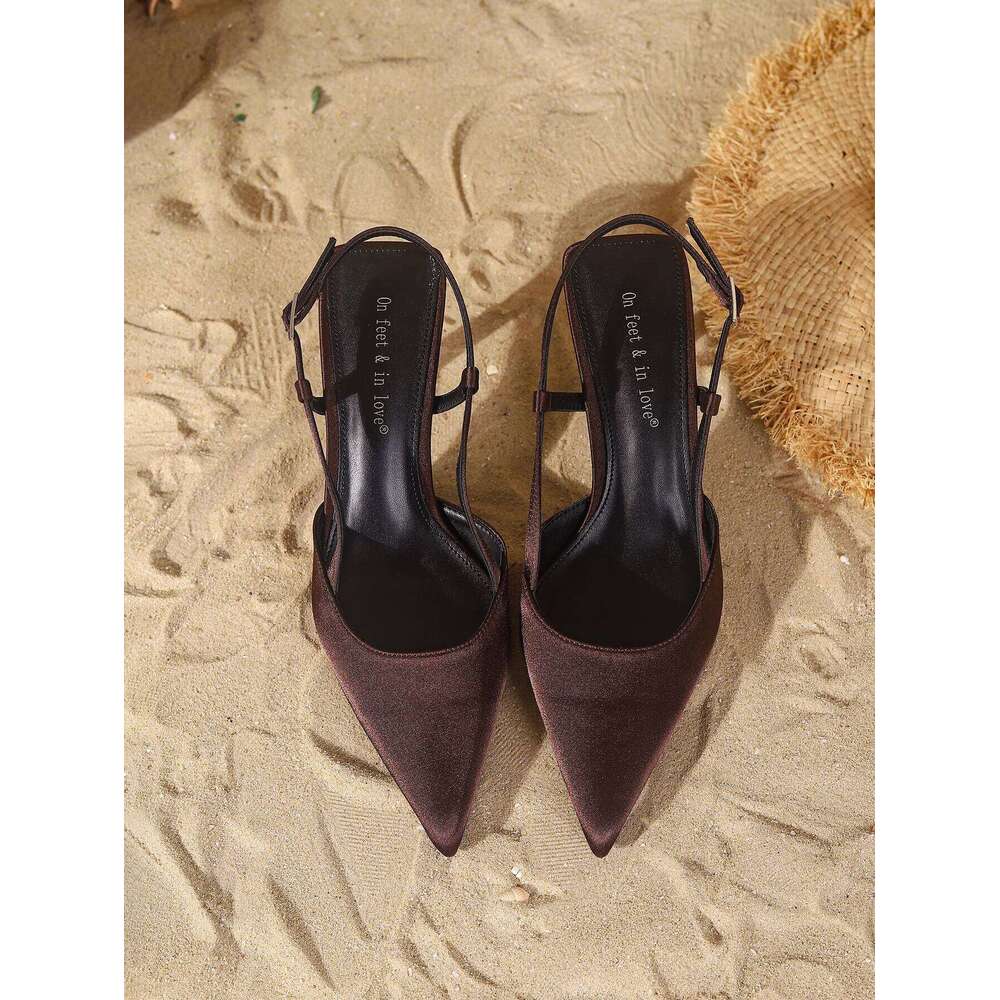 Ladies Fashion Elegant Satin Pointed Toe High Comfortable Simple and Versatile Stiletto Heels