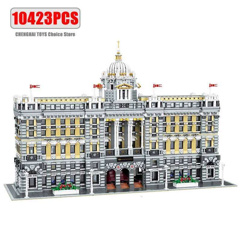 10423PCS City Street View Classic Castle Bank Building Blocks MOC Creative Architectural Model Toy Bricks Children Birthday Gift Z260306