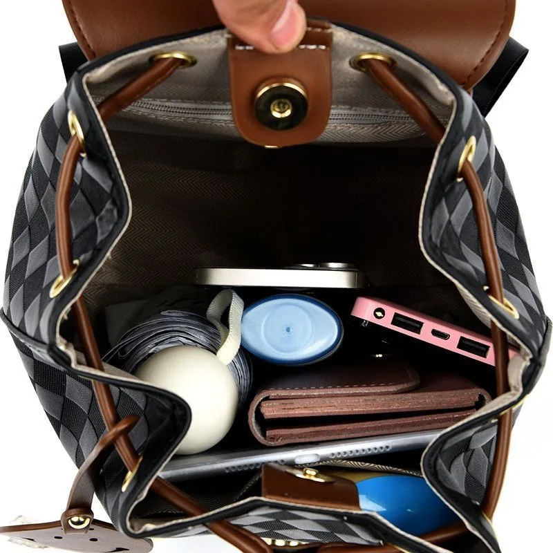 Women Backpack Soft Pu Leather Black Casual Multifunctional College Bag Capacity Shoulder Bag Trave Handle Bag260228