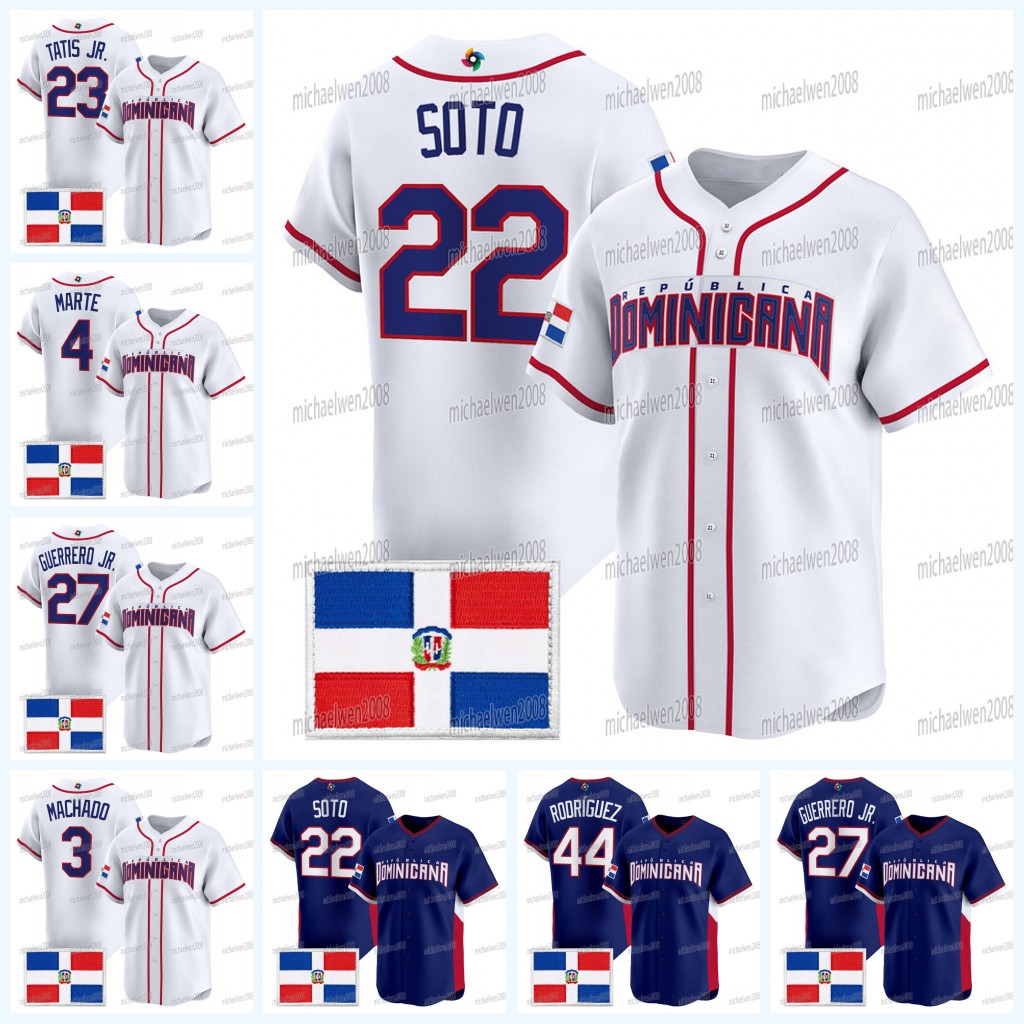 22 Juan Soto Team Dominican Republic 2026 WBC Baseball Jersey Vladimir Guerrero Jr. Fernando Tatis Jr. Manny Machado Ketel Marte Julio Rodriguez Sandy Alcantara