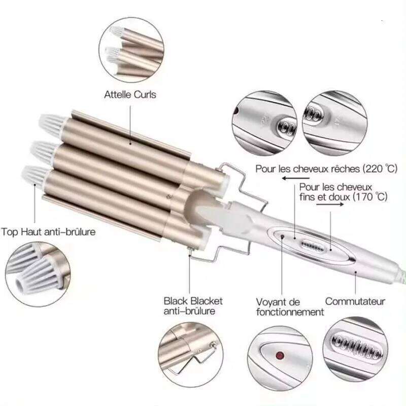 Professional Tools Triple Barrel Styler Curlers Electric Curling Hair Waver Styling Tool 26Y0306