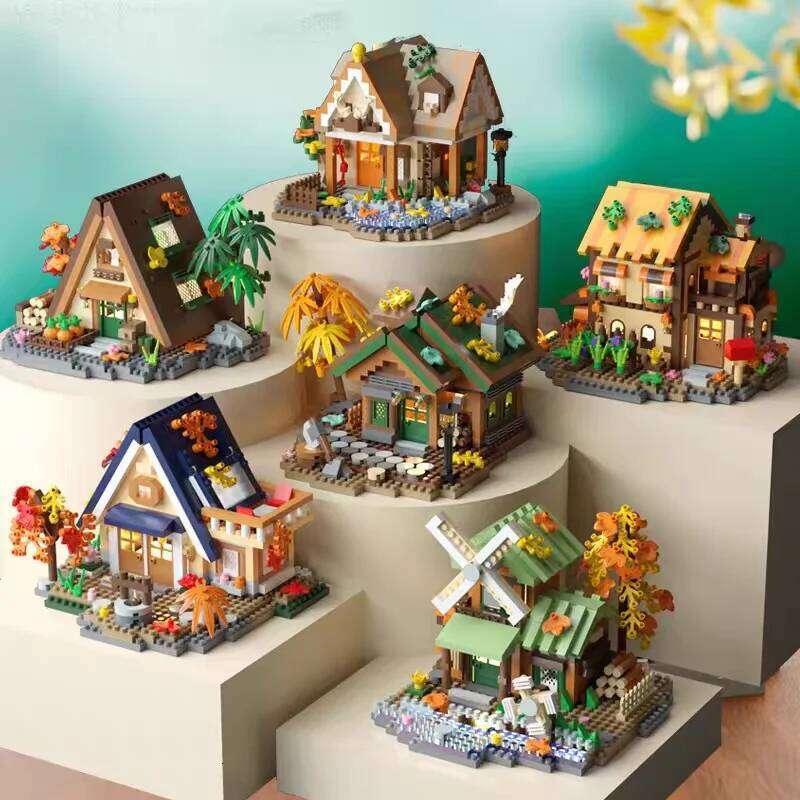 Creative street view model building blocks forest puzzle windmill tree house decoration toys Z260305