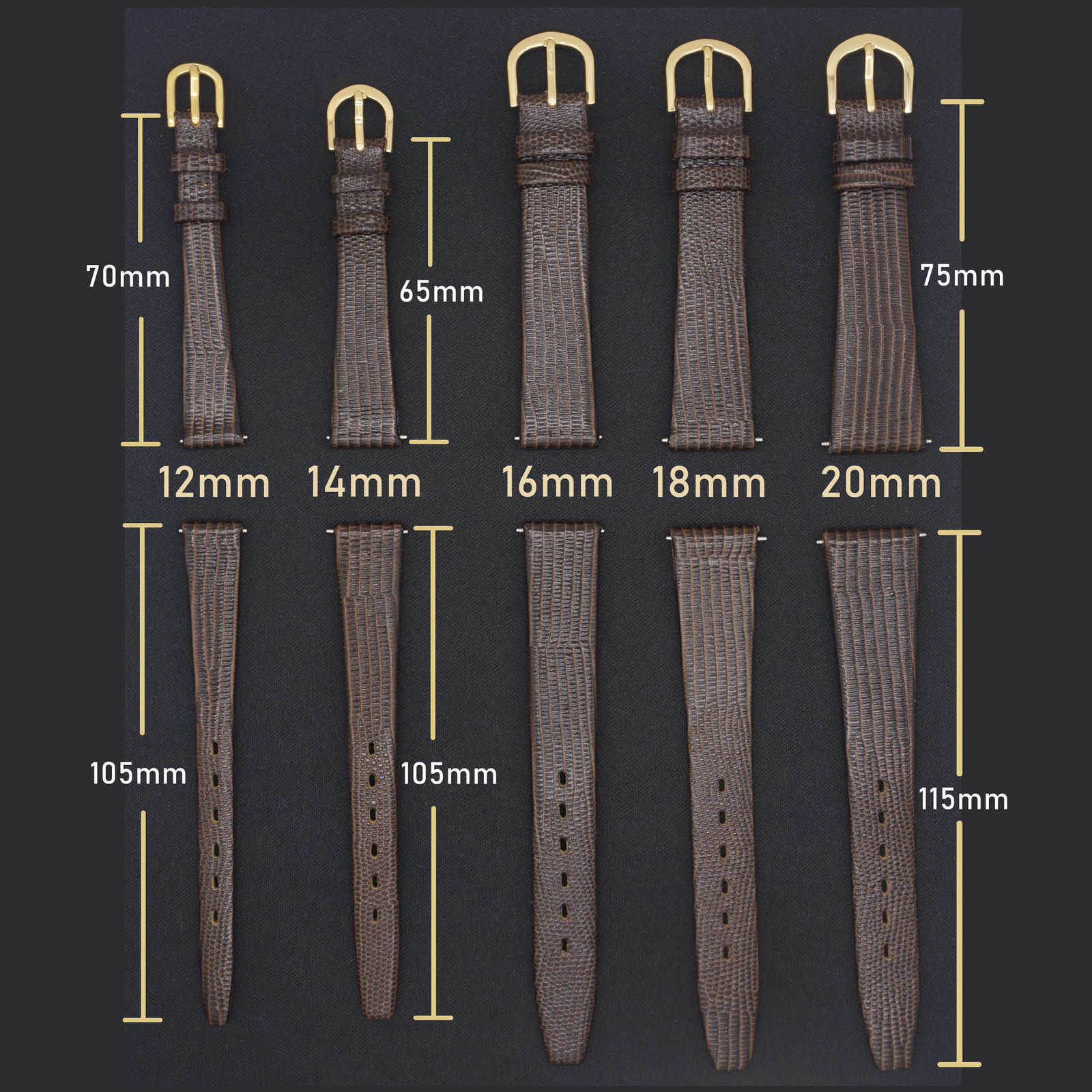 AMHUGE 12mm 14mm 16mm 17mm 18mm 19mm 20mm 21mm Vintage Watch Strap Lizard Embossed Calf Genuine Leather Thin and Soft Watch Band 260304