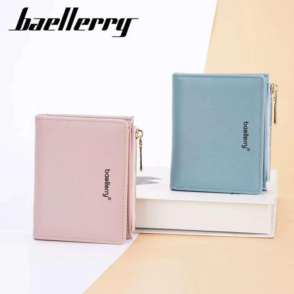 Baellerry Women's Short Wallet with Zipper & Snap, Minimalist Coin Purse Fashion Card Holder Money Organizer C260304