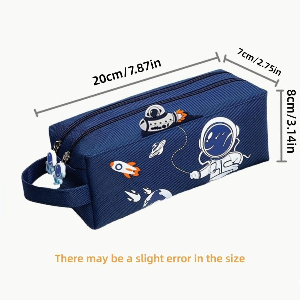 Space astronaut portable pencil case cute cartoon kids stationery bag large capacity storage bag school studen canvas pencil bag 260304