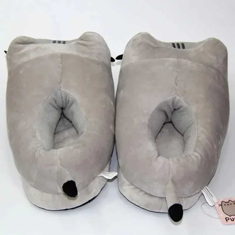 Cartoon Full Covered Cat Slippers Warm Winter Slides Soft Plush Doll Indoor Cute Anime Bedroom Shoes For Man Woman Home Use S260305NRKS
