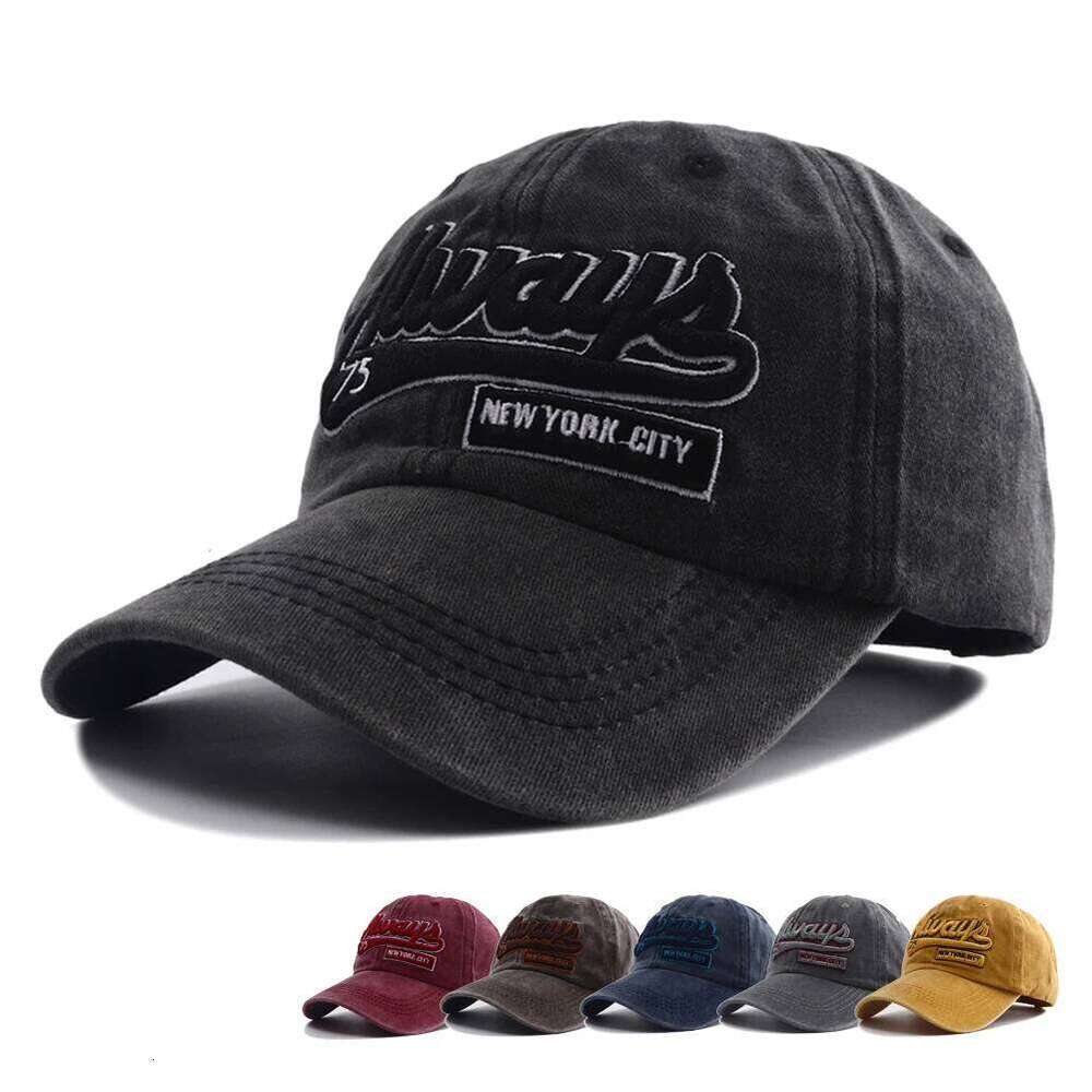 2025 New Unisex Washed Cotton Baseball Cap with ALWAYS Embroidery Snapback Hat Adjustable HipHop Sunshade Dad Hats for Women Men Y260304