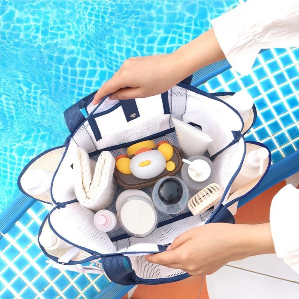 Gym Bag Handheld Beach Bag Large Capacity Travel Swimsuit Storage Bag Portable Tote Swimming Mesh Vacation Storage Bag 260303