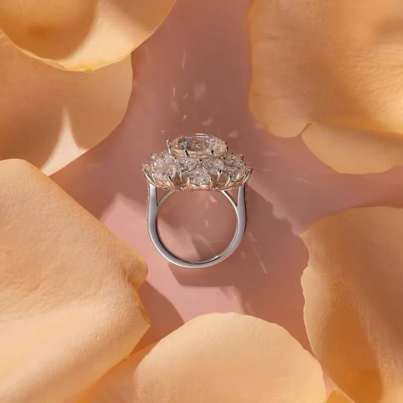 High End Sterling Silver Womens Classic IGI Certified Morganite Gemstone Engagement Ring for Wedding Party