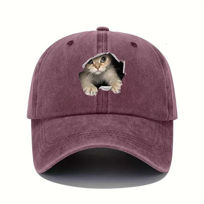 Cat Pattern Design for Four Seasons Leisure and Sports Sunshade Hat Fun Baseball Hat for Men and Women Outdoor Travel S260306