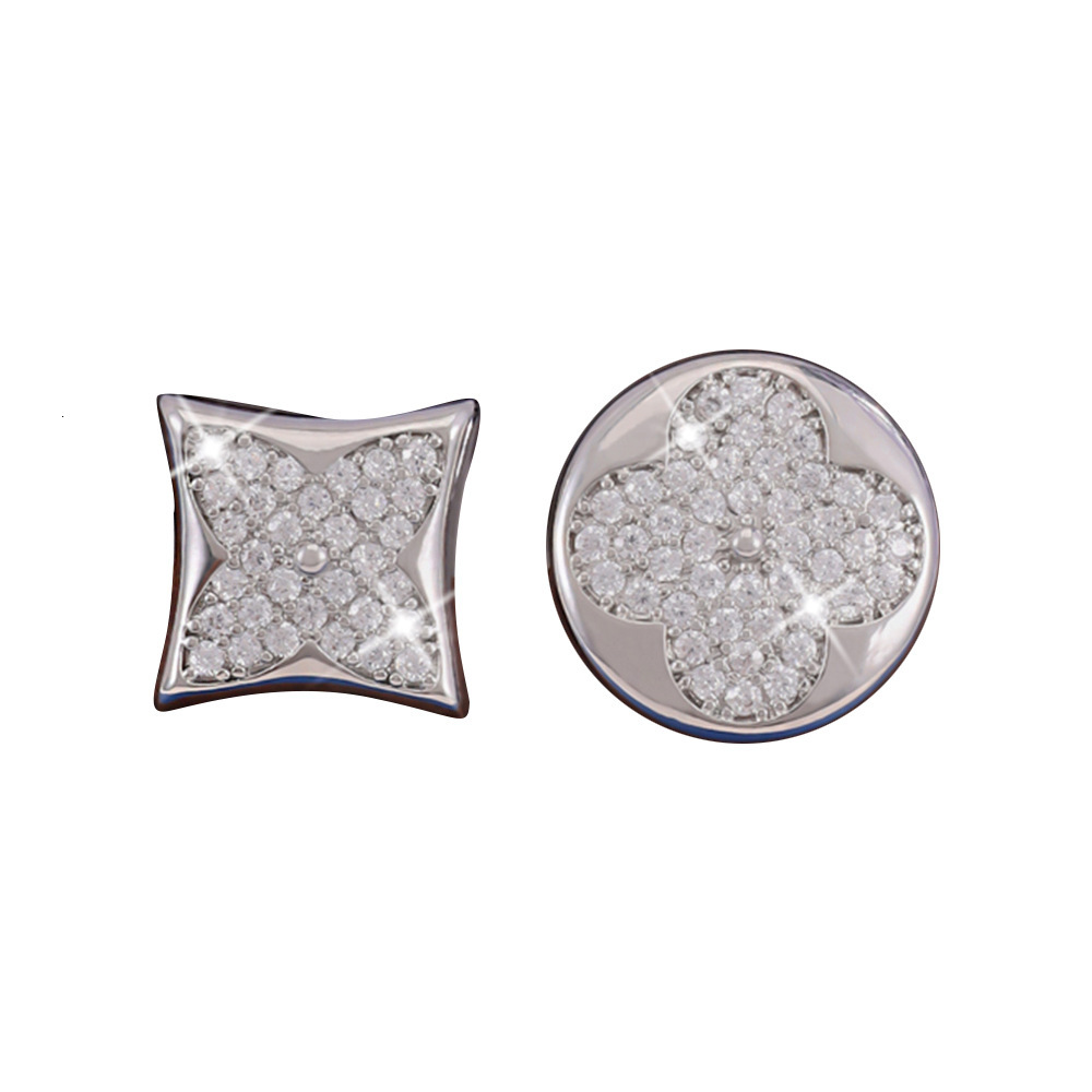 Luxury Brand Designer Jewelry Korean-Style Fashion New Ultra-Shiny Four-Leaf Clover Asymmetric Earrings For Women, Micro-Inlaid With Zircon, High-End 