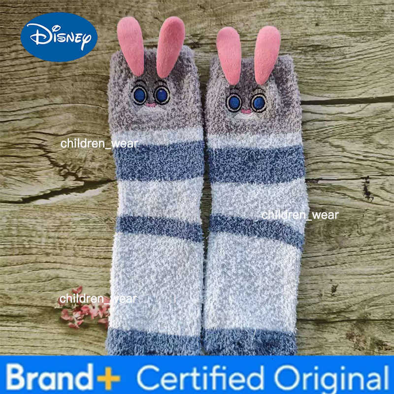 Disney Anime Zootopia Judy Nick Coral Fleece Socks Cute Cartoon Home Warm Socks Middle Tube Socks Sleep Socks Christmas Halloween Gifts H260306
