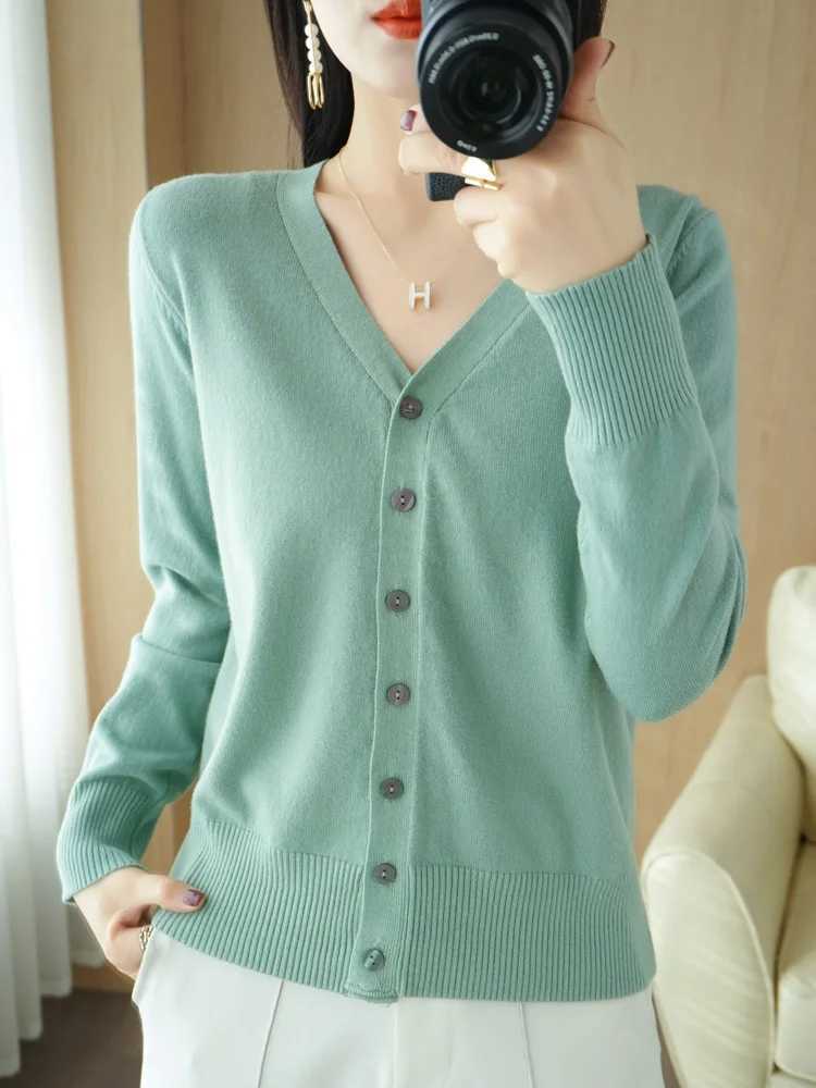 Early Autumn New Andy Cashmere Knit Cardigan V-Neck Solid Color Fashion High-Grade Comfortable Loose Casual Knitwear -GH021 M260306