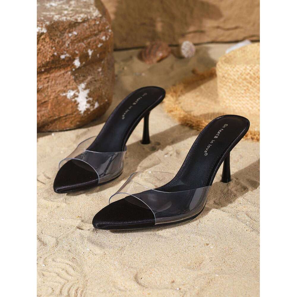 Women's fashionable, elegant, comfortable, simple and versatile high heels, peep-toebreathable slip-on stilettos.