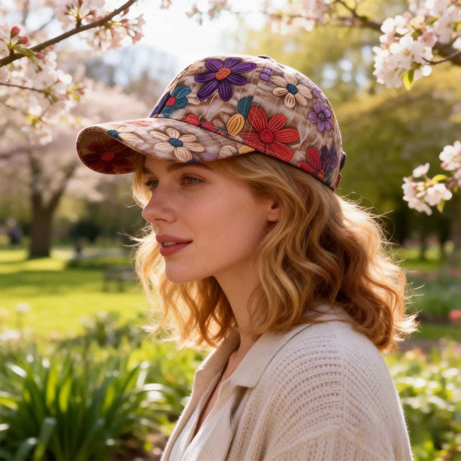 Stylish Floral Print Baseball Cap Adjustable Sun Hat for Women Men Colorful Flower Pattern Low Profile Fashion Headwear S260306