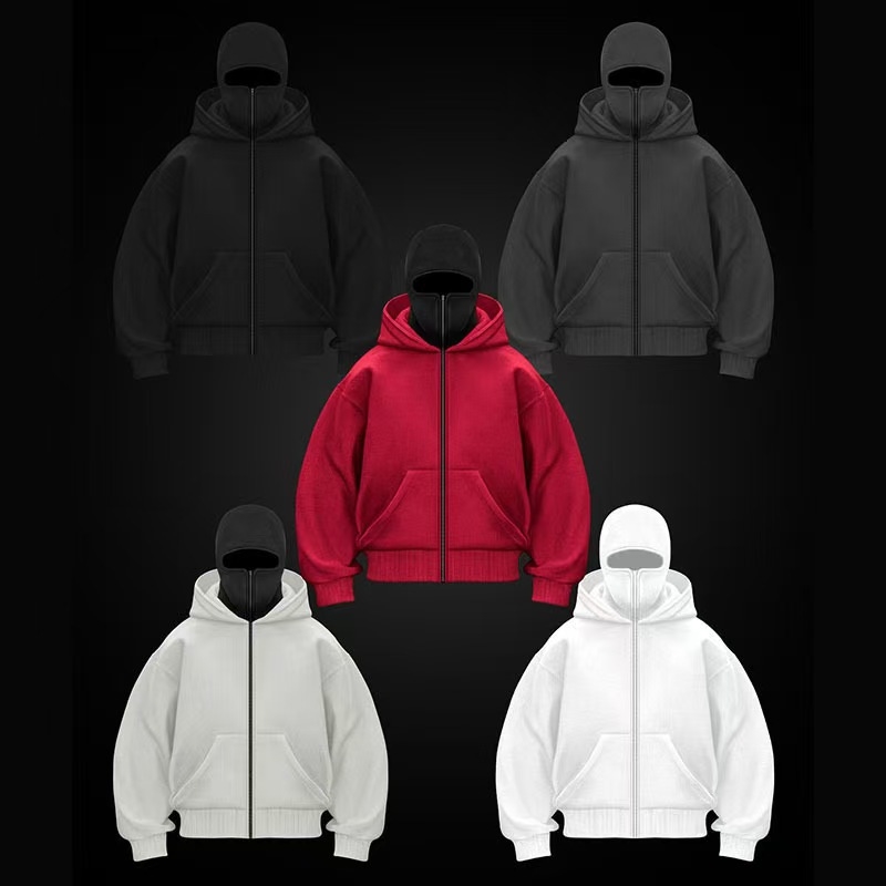 New style Men's zip shirts fleece cardigans masked double hats hoodies sweatshirts euro size loose sports coats