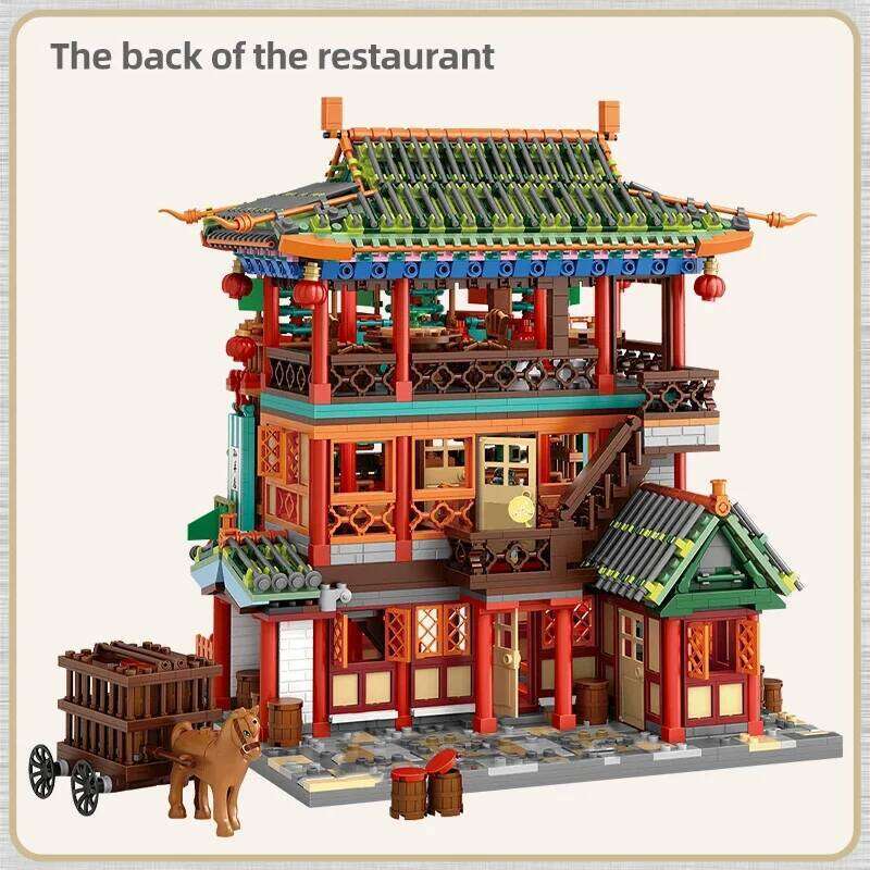 Loz City Ancient Mini Classical Restaurant Architecture Building Blocks Gorgeous House Figures Bricks Children Toy Birthday Gift Z260305