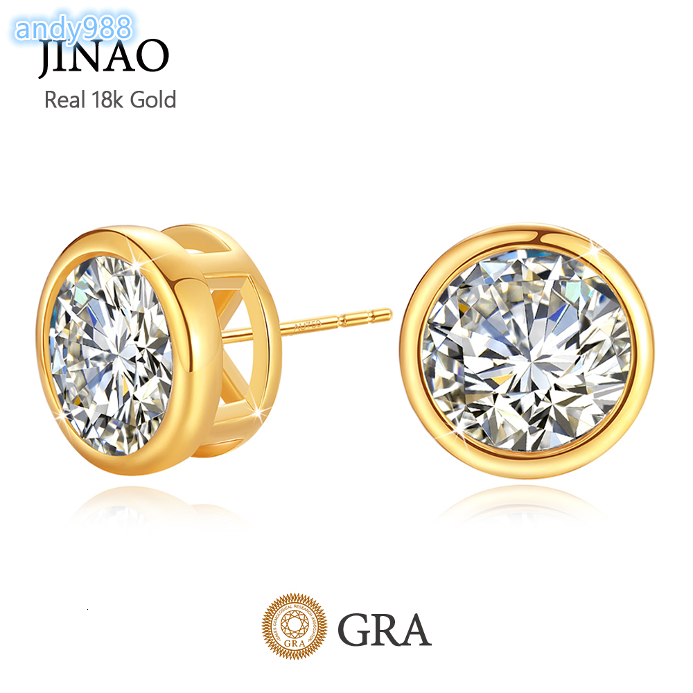High Quality Gold Jewelry 2ct 1ct 05ct D Color VVS1 Moissanite Diamond AU750 Gold 18k Gold Earrings