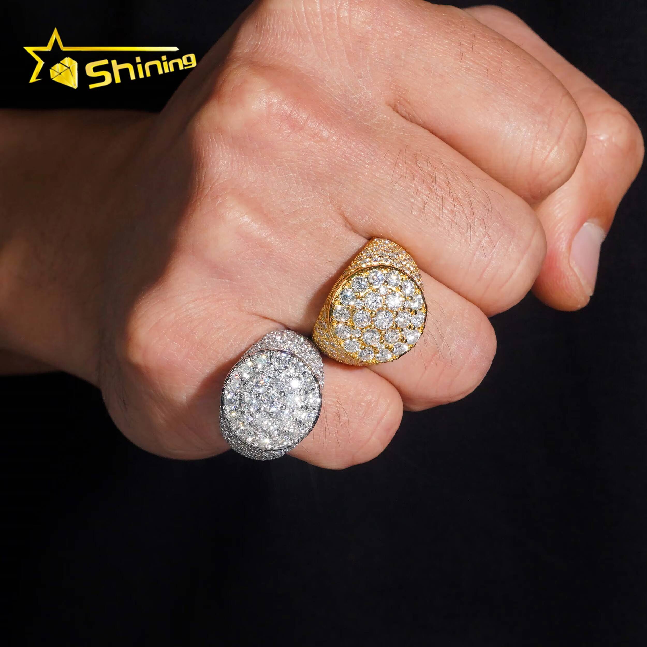USA Local Stock Shipping Iced Out Hot Selling Moissanite Pass Diamond Tester Mens Ring 925 Silver VVS Moissanite Ring