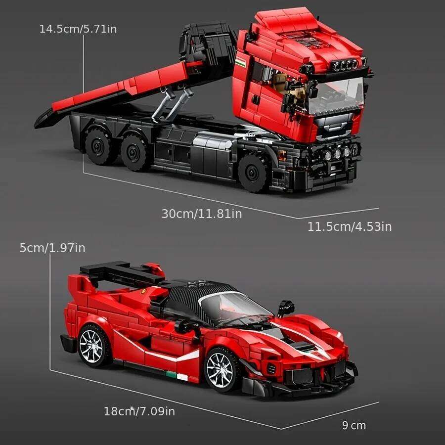 1728pcs Classic RV And Matching Sports Car Combo Trailer Building Blocks MOC Model Set, Boys' educational Toy Birthday Gift Z260305