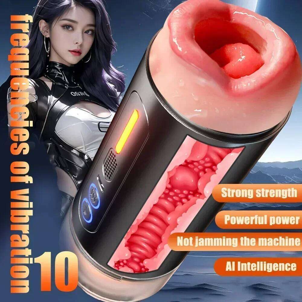 Toy Automatic Masturbation Cup Male Masturbator Toys Deep Throat Realistic Oral Vagina Blowjob Heating Vibrating Sex Machine W260305