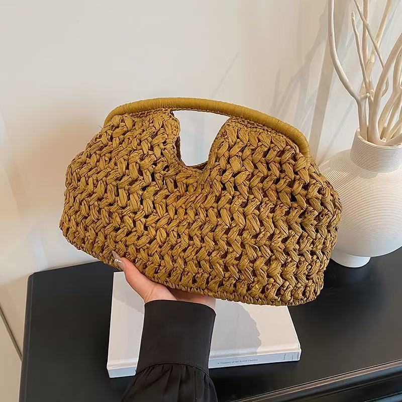 2026 Cross-border Niche Woven Handbag For Women 2026 Luxury Handbag Summer New Large Capacity Beach Straw Shoulder Bag