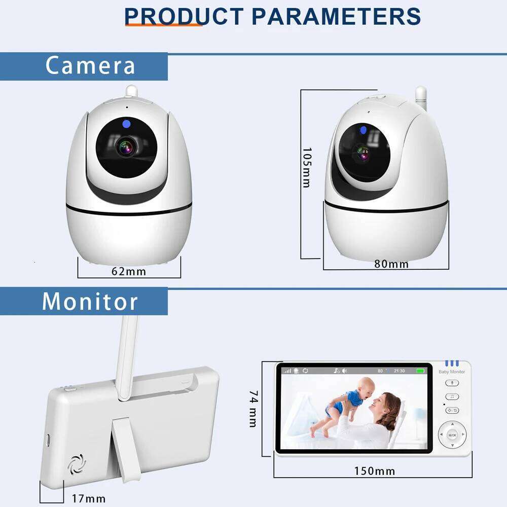 Video with Cam and Audio,5" Display Monitor No WiFi,Remote Pan-Tilt-Zoom Baby Camera, Night Vision,2-Way Talk 26W0306