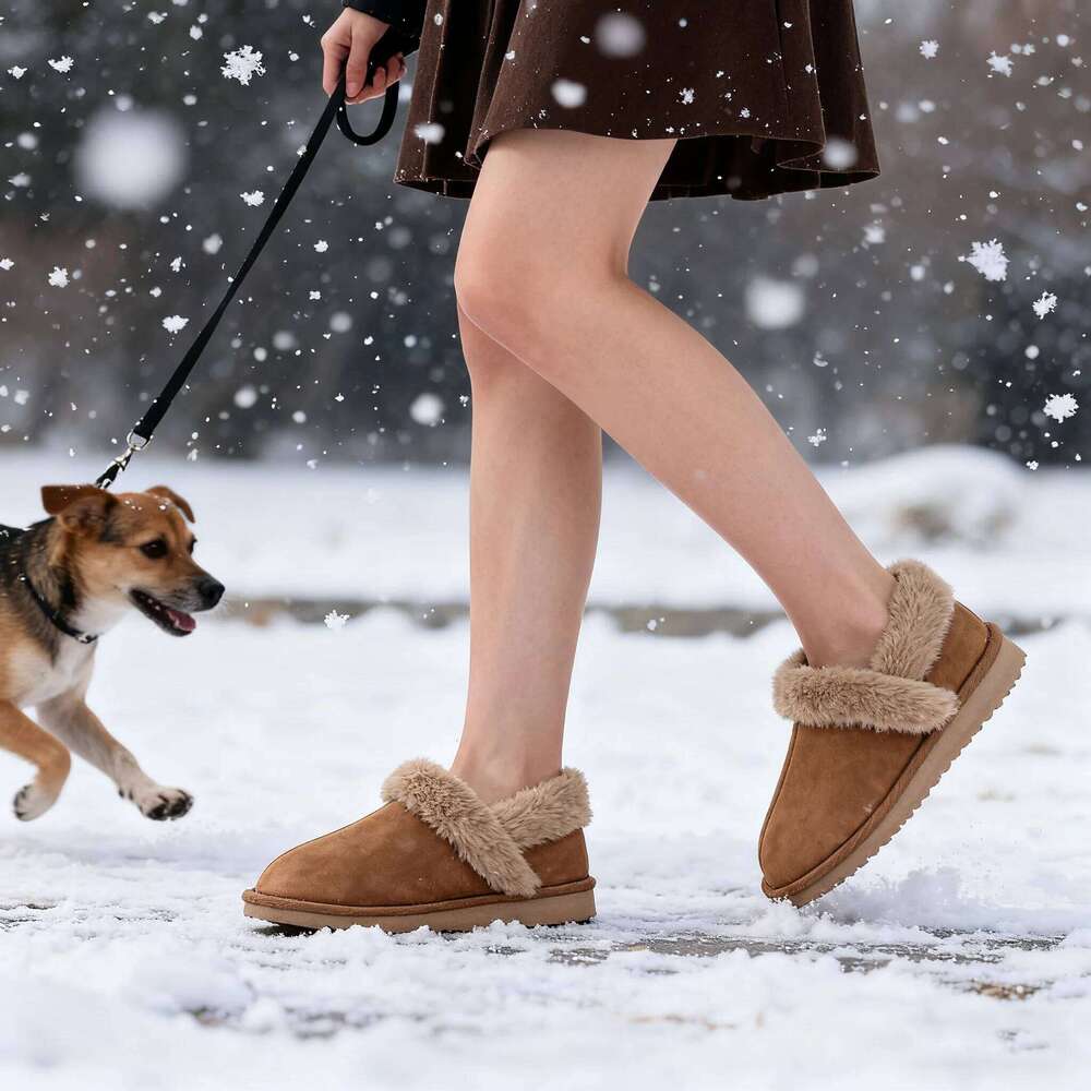 Litfun Winter Fluffy For Women New Home Non-slip Comfy Indoor Cotton Slides Furry Warm Outdoor Women's Slippers