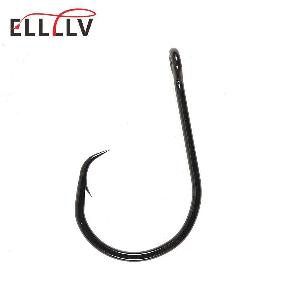 Elllv 20pcs Saltwater Fishing Inline Circle Hook Black Nickel Strong Fishhook 1 1/0 2/0 3/0 4/0 5/0 6/0 7/0 8/0 9/0 10/0 S260305